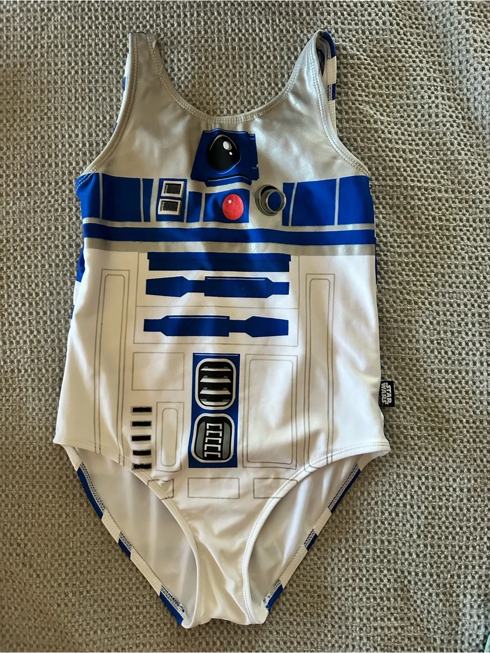Disney Official Star Wars R2-D2 Kids One-Piece Swimsuit - White, Blue & Red